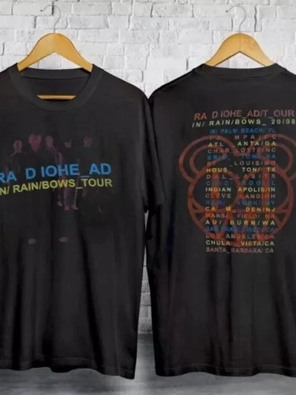 Radiohead Band In Rainbows Tour 2008 Black T Shirt
